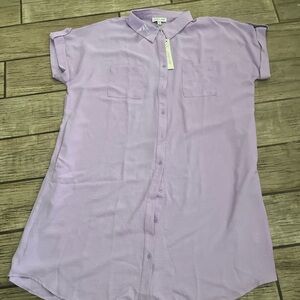 She + Sky Lavender Shirt Dress